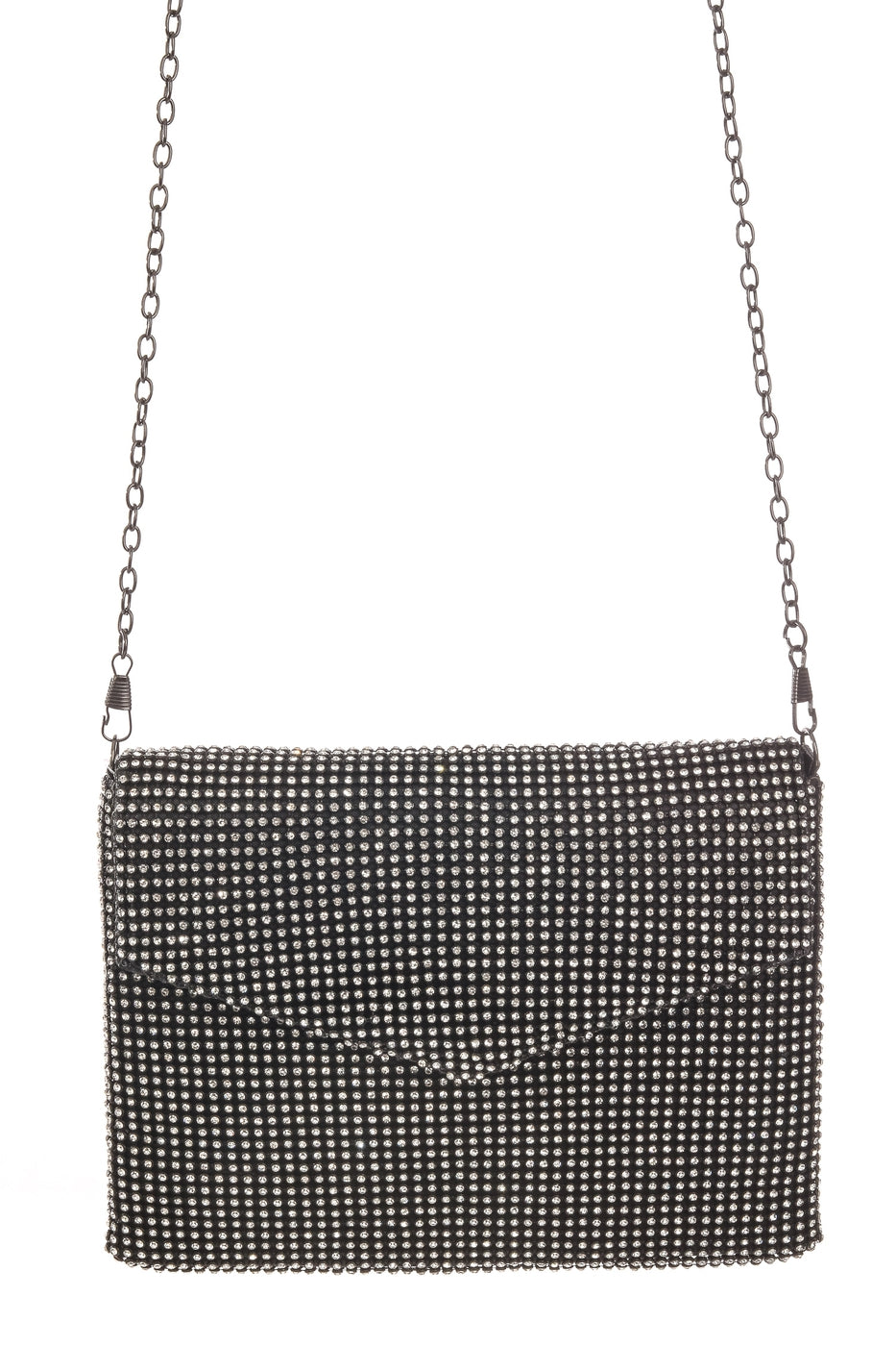 Rhinestone Mesh Envelope Clutch Bag