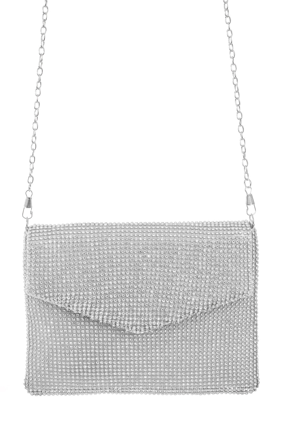 Rhinestone Mesh Envelope Clutch Bag