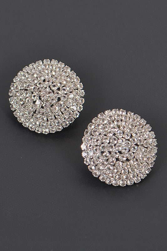 Round Rhinestone Stud Earrings