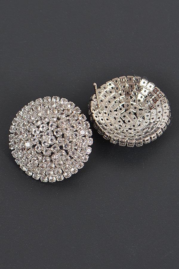 Round Rhinestone Stud Earrings