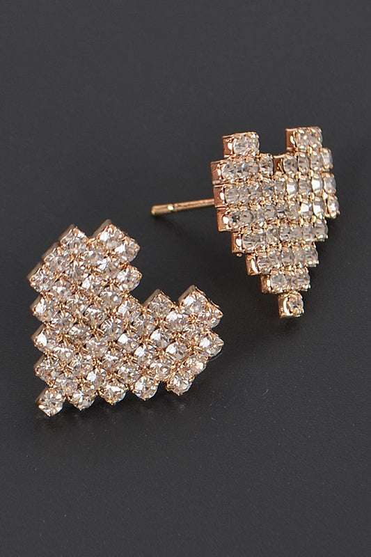 Heart Shape Rhinestone Stud Earrings