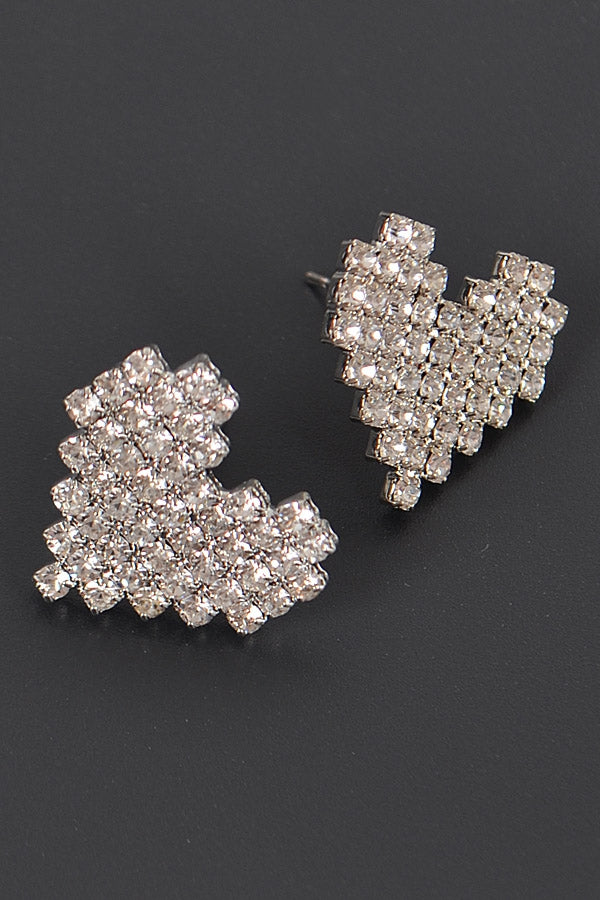 Heart Shape Rhinestone Stud Earrings