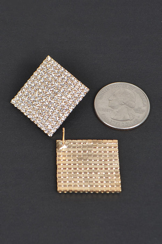 Rhinestone Rectangular Earrings