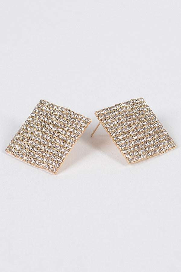 Rhinestone Rectangular Earrings