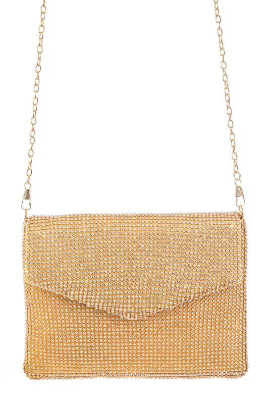 Rhinestone Mesh Envelope Clutch Bag