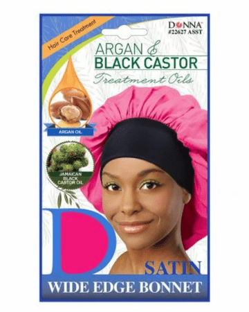 Donna Argan & Black Castor Treatment Oils Wide Edge Satin Cap/Bonnet